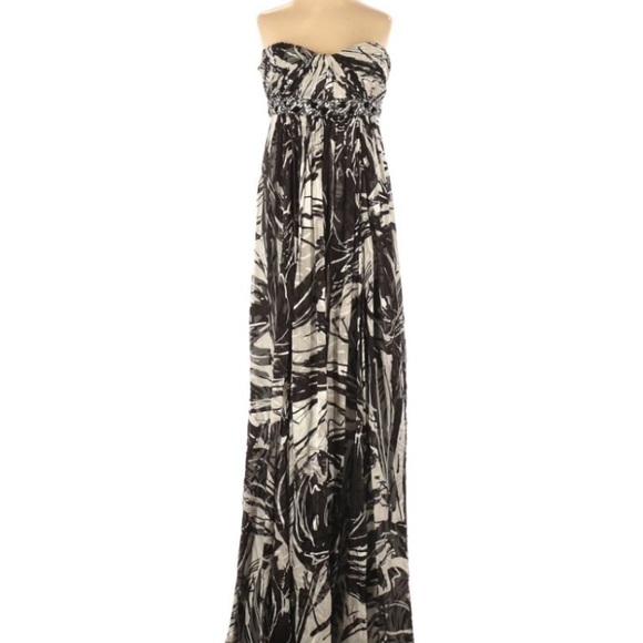 BCBGMaxAzria Silk Printed Strapless Maxi Gown NWT - Picture 1 of 10